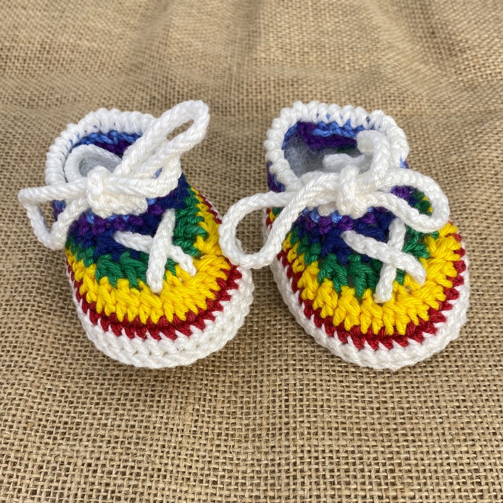 JACKYCO BABY COLLECTION CROCHET, RAINBOW SHOES for Newborn